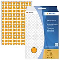 HERMA 2214 顏色標籤圓形 8毫米 螢光橙色 每盒4224個標籤