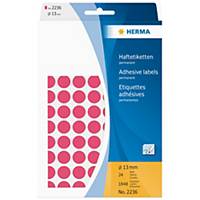 HERMA 2236 顏色標籤圓形 13毫米 螢光紅色 每盒1848個標籤