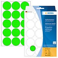 HERMA 2278 Round Label 32mm Luminous Green - Box of 360 Labels