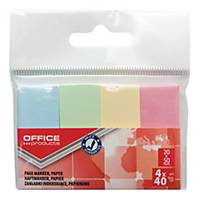 Zakładki indeksujące Office Products, 20x50mm, mix kolorów pastel, opk 4 szt