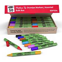 Show-me Medium Tip Drywipe Markers - Box of 50 Assorted Colours