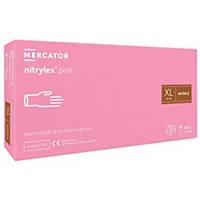Mercator® nitrylex® pink Disposable Nitrile Gloves XL, 100 Pieces