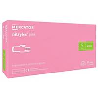 Mercator® nitrylex® pink Disposable Nitrile Gloves S, 100 Pieces