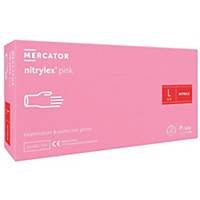 Mercator® nitrylex® pink Disposable Nitrile Gloves L, 100 Pieces