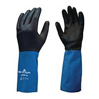 Showa CHM Blue/Black Neoprene Gloves - Large, Box of 12 Pairs