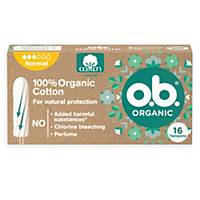 O.B. Tampons Organic Cotton Regular, 16 pieces