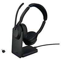 Jabra Evolve2 55 vezeték nélküli fejhallgató készlet állvánnyal, fekete