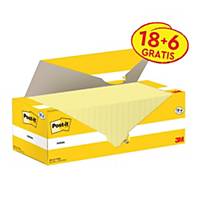 Post-it® Notes Canary Yellow, 76 x 76 mm, 18 + 6 gratis blokke