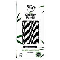 Paille bambou The Cheeky Panda - rayée noire / blanche - paquet de 250
