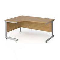 Contract Left Hand Desk 1600mm Oak & Silver, Delivery Only