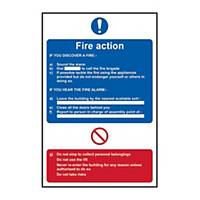 Fire Action Procedure  Sign - Recyclable Polypropylene 200mm x 300mm