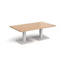 Brescia Rect coffee Table w/ flat Square White - 1400x800mm, Beech, Installation