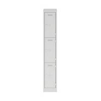 Bisley locker, 1 deur en 3 compartimenten, B 30 x H 180 x D 45 cm, lichtgrijs