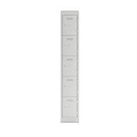 Bisley locker, 1 deur met 5 compartimenten, B 30 x H 180 x D 45 cm, lichtgrijs
