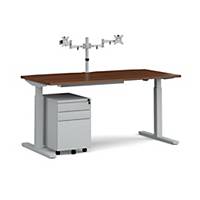 Maestro 25 Left Hand Wave Desk 1600mm 2 Ped, White & Silver, Delivery Only