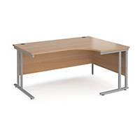 Maestro25 R/Desk Ergo 1600mm wide silver & beech, Delivery Only