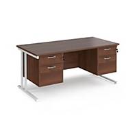 Maestro25 straight desk 1600x800mm two x 2 Draw Ped - WH/WAL top,Delivery Only