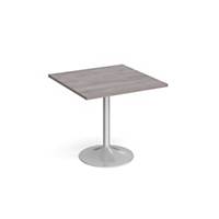 Genoa square dining table silver base 800mm, grey Oak & Silver, Delivery Only