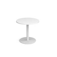 Monza circular dining table flat round white base 800mm  white, Delivery Only