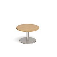Monza circular coffee table brushed steel base 800mm, oak, Delivery Only