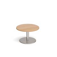 Monza circular coffee table brushed steel base 800mm, beech, Delivery Only