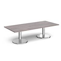 Pisa Rect coffee table round chrome bases 1800x800mm - GOAK,Delivery Only