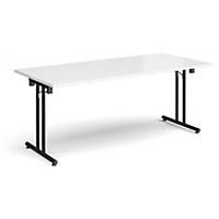 Rectangular Folding  Table Black S & Foot Rails 1800X800mm-White-Delivery Only