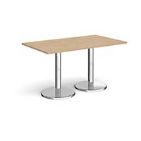 Pisa Rectangular Dining Table Round Chrome Bases 1400x800mm - Oak-Delivery Only