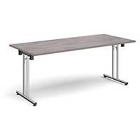 Rectangular Folding Table Chrome& Foot Rails 1800X800mm-Grey Oak-Delivery Only
