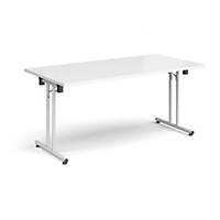 Rectangular Folding  Table White S & Foot Rails 1600X800mm-White-Delivery Only