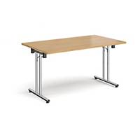 Rectangular Folding  Table Chrome S & Foot Rails 1400x800mm-Oak-Delivery Only