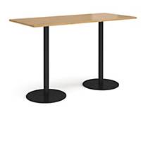 Monza Rect Poseur Table Flat Round Black base 1800X800mm - Oak-Delivery Only