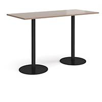 Monza Rect Poseur Table Flat Round Black base 1800X800mm - Walnut-Delivery Only