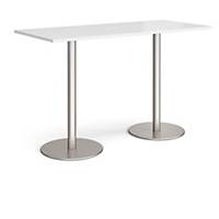 Monza Rect Poseur Table Flat Round Steel Base 1800X800mm-White &Delivery Only