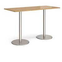 Monza Rect Poseur Table Flat Round Steel base 1800X800mm-Oak-Delivery Only