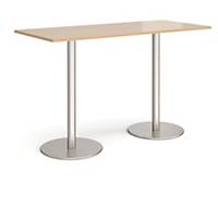 Monza Rect Poseur Table Flat Round Steel base 1800X800mm-Oak-Delivery Only