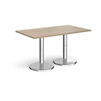Pisa Rectangle Dining Table Round Chrome Bases 1400x800mm - Walnut-Delivery Only