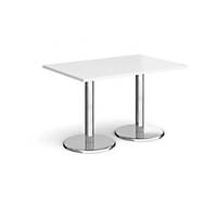 Pisa Rectangle Dining Table Round Chrome Bases 1200X800mm - White-Delivery Only
