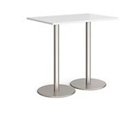 Monza Rect Poseur Table Flat Round Steel Base 1200X800mm-White &Delivery Only