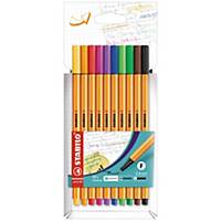 Premium Felt Tip Pen - STABILO point 88 Wallet of 10 Assorted Colours