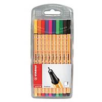 Stabilo Point 88 Fineliner Assorted Colour Pens 0.4mm Line Width Wallet of 10