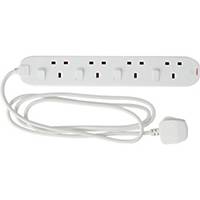 4 Socket Individually-Switched Extension Lead - White, 2m