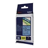 BROTHER P-TOUCH TZ Labelling Tape 8m X 12mm - Black on Blue