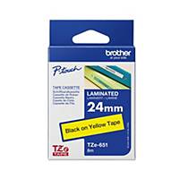 Brother P-Touch TZ Labelling Tape 8M X 24mm - Black On Yellow