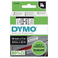 Teksttape Dymo D1, 19 mm, sort/hvid