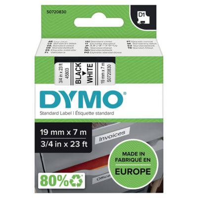 Dymo D1 Schriftband Kassette 45803 Schwarz auf Weiß