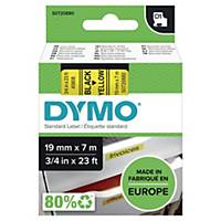 DYMO Authentic D1 Labels - Black Print on Yellow Tape, 19 mm x 7 m