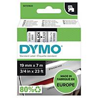Ruban pour étiquettes Dymo 45800 D1, ruban adhésif, 19 mm, noir sur transparent