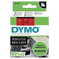 Cinta Dymo D1 - 9 mm - poliéster - texto negro/fondo rojo