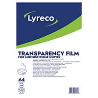 LYRECO A4 PLAIN CLEAR PHOTOCOPIER TRANSPARENCY FILM - BOX OF 100 SHEETS